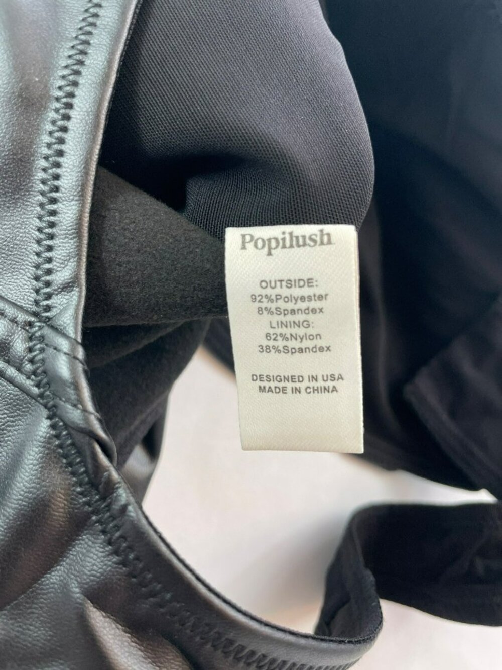 Popilush Shapewear Black Faux-Leather Bodysuit Built-in Bra Side Zip Size XS NWT - Picture 10 of 10